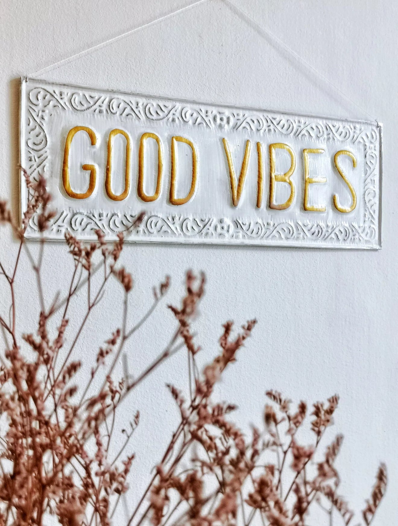 Plaque décorative blanche - Good Vibes