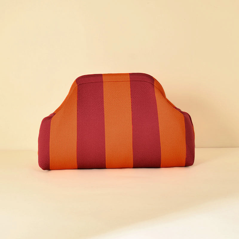 Pochette rayée - orange et rouge