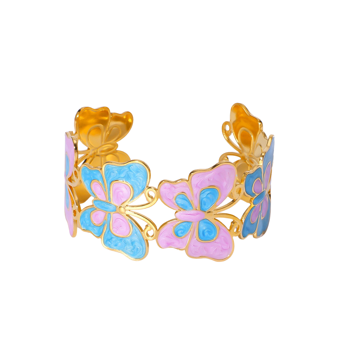 Jonc papillons bleu et rose