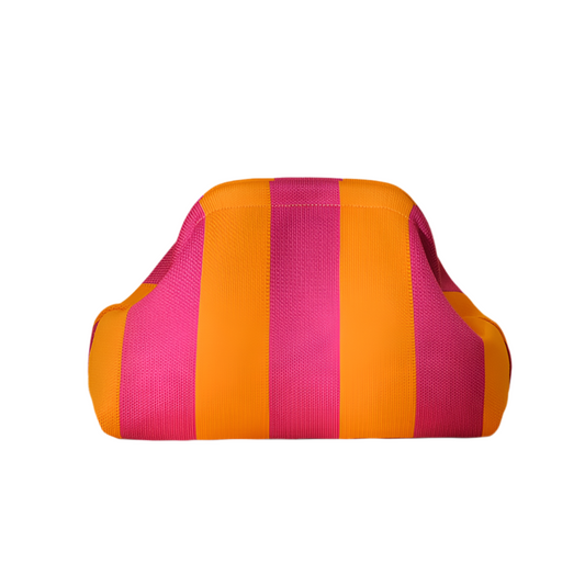 Pochette rayée - orange et rose