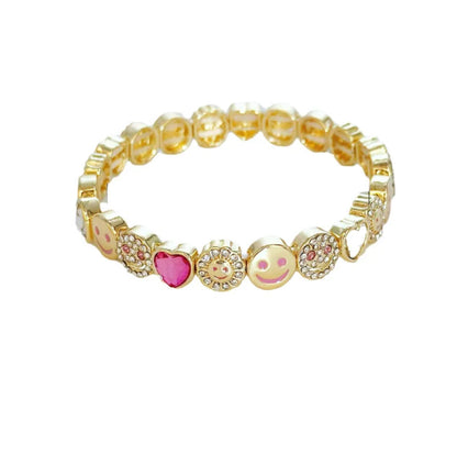 Bracelet smiley rose strass
