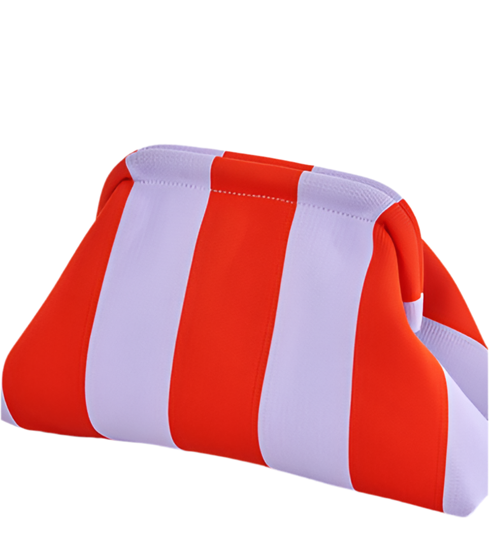 Pochette rayée - mauve et orange