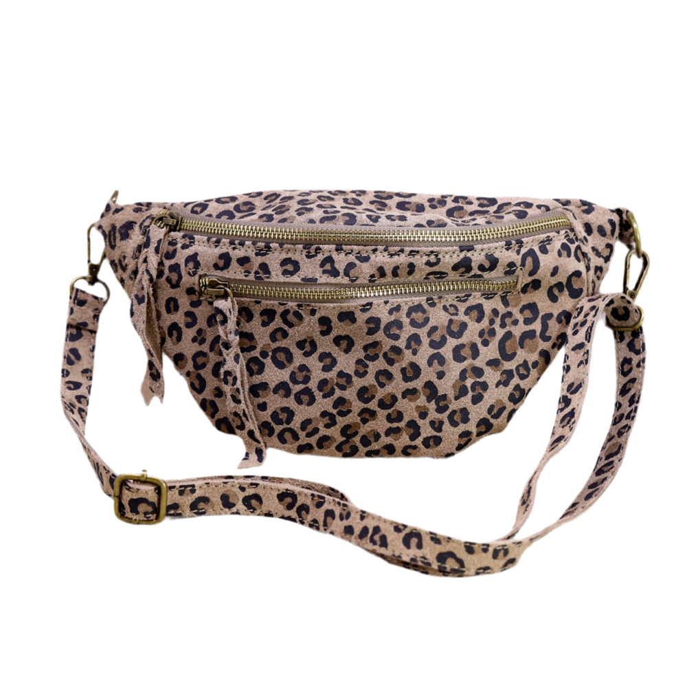 Sac banane léopard foncé L