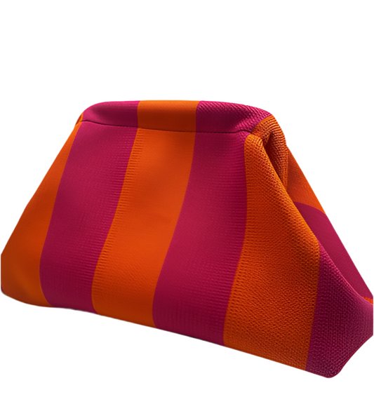 Pochette rayée - orange et rose