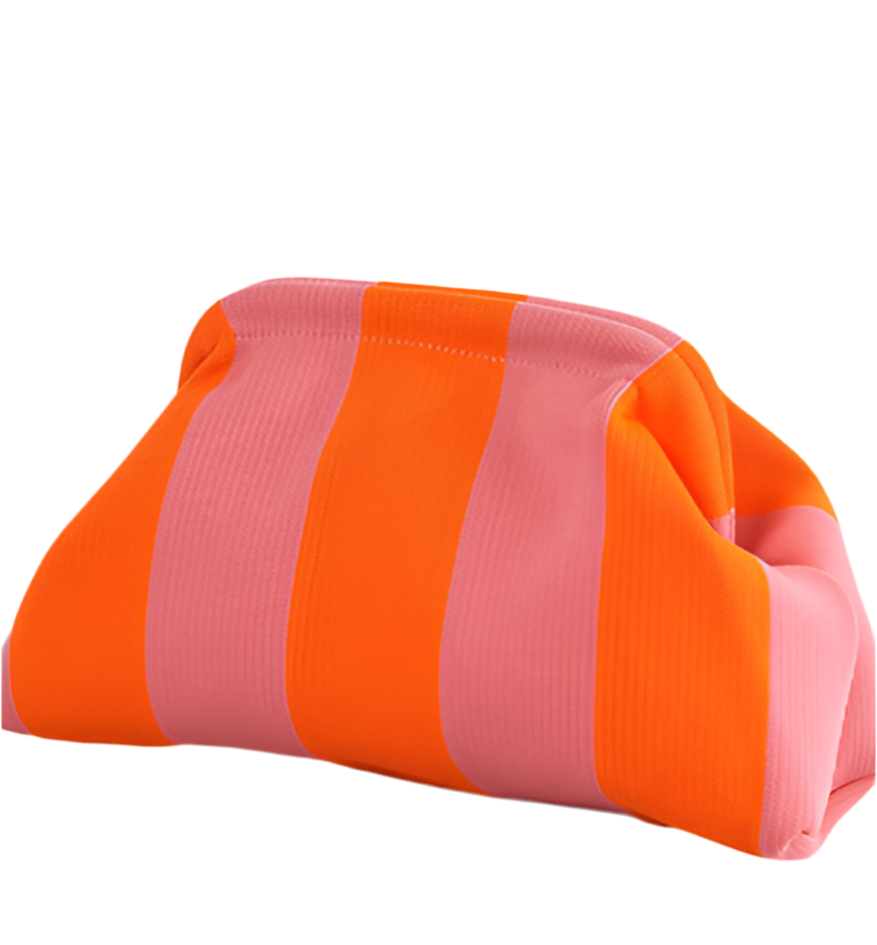 Pochette rayée - fluo rose et orange