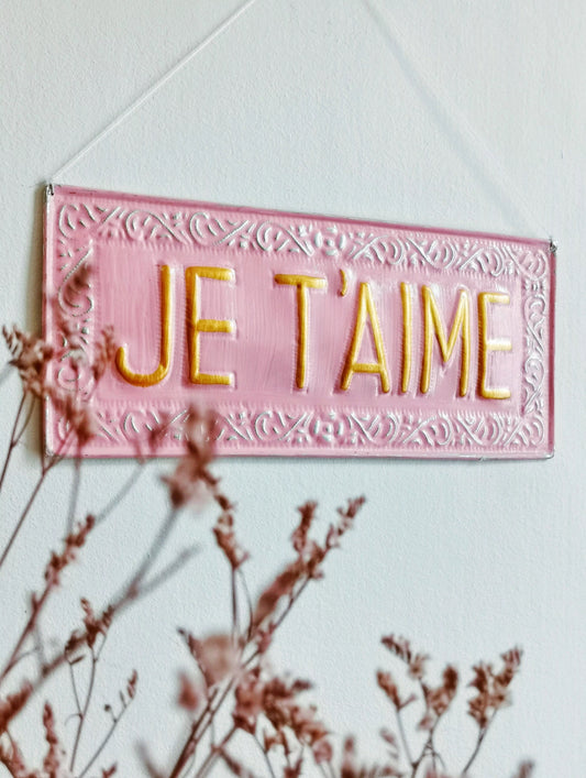 Plaque décorative rose - Je T’aime