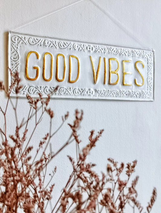Plaque décorative blanche - Good Vibes