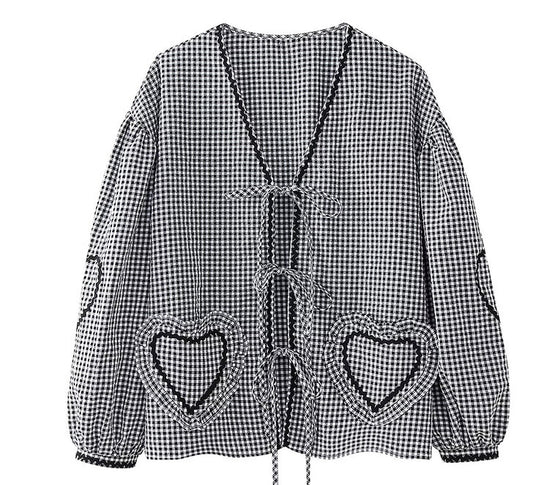 Chemise vichy noir à noeuds