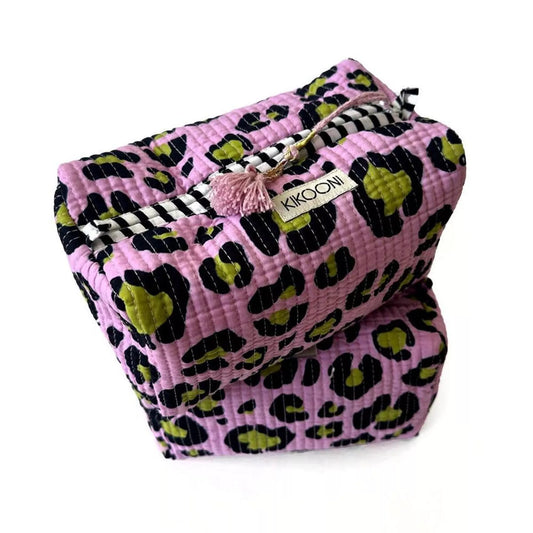 Pochette XL - Leopard vert et mauve