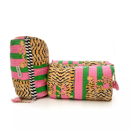 Pochette xxl - Tigre rose et verte