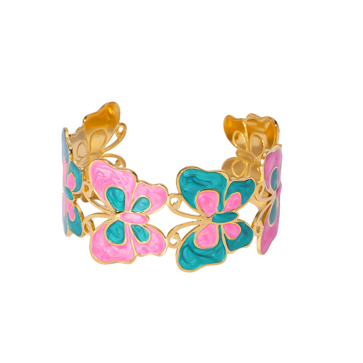 Jonc papillons vert et rose