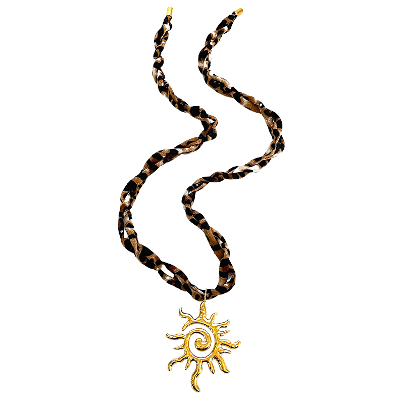 Collier léopard long - Soleil