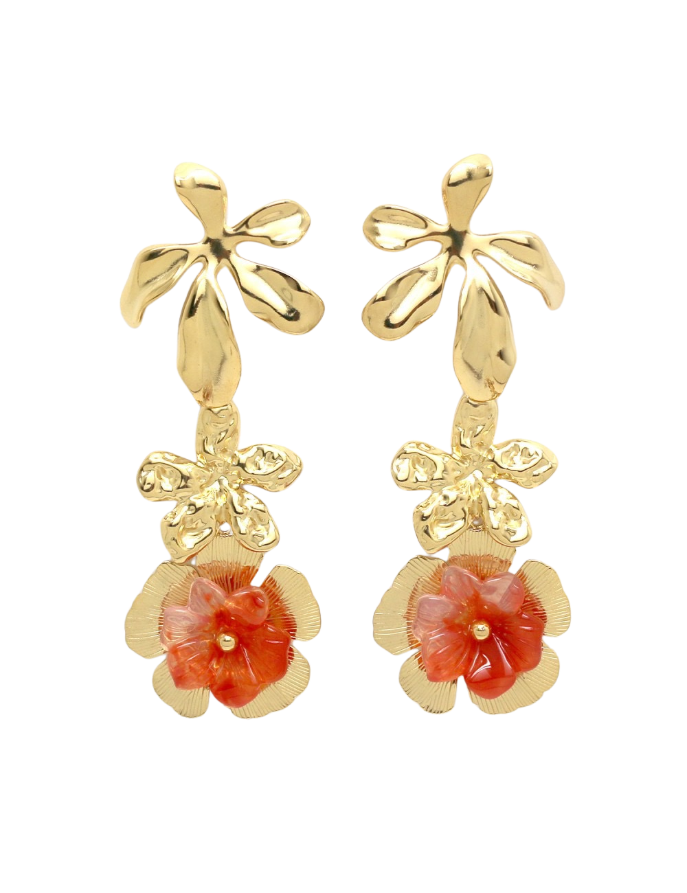 Boucles fleurs rouges