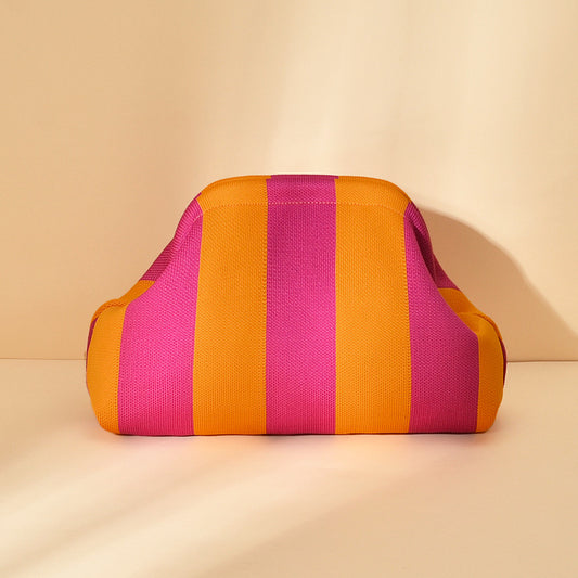 Pochette rayée - orange et rose