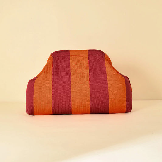 Pochette rayée - orange et rouge